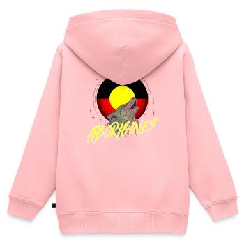 Aborigines - Kinder Premium Organic Zip Hoodie - Rosa - Hinten - AI Model Kid Female (0cm)
