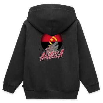 Angola - Kinder Premium Organic Zip Hoodie - Schwarz - Hinten - AI Model Kid Male (0cm)