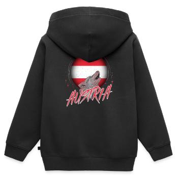 Autriche - Sweat Premium à capuche zippé enfant bio - noir - Dos - AI Model Kid Male (0cm)