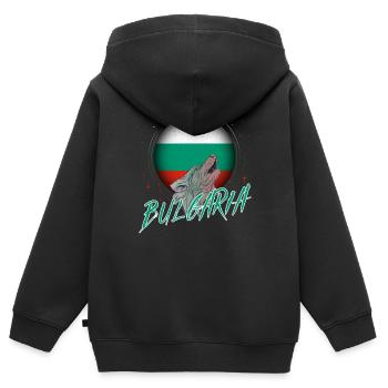Bulgarien - Kinder Premium Organic Zip Hoodie - Schwarz - Hinten - AI Model Kid Male (0cm)