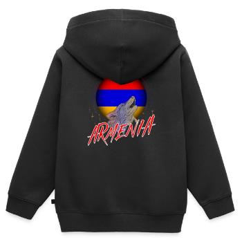 Armenien - Kinder Premium Organic Zip Hoodie - Schwarz - Hinten - AI Model Kid Male (0cm)