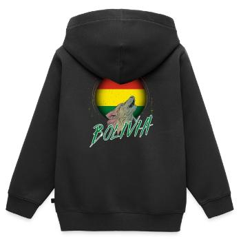 Bolivien - Kinder Premium Organic Zip Hoodie - Schwarz - Hinten - AI Model Kid Male (0cm)
