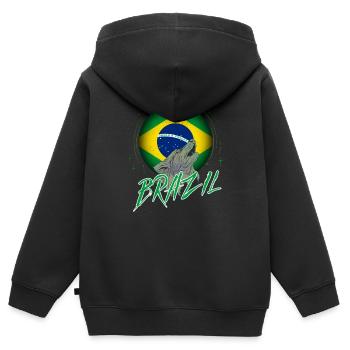 Brasilien - Kinder Premium Organic Zip Hoodie - Schwarz - Hinten - AI Model Kid Male (0cm)