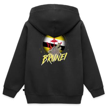 Brunei - Sweat Premium à capuche zippé enfant bio - noir - Dos - AI Model Kid Male (0cm)