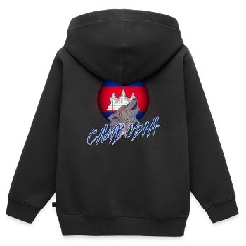 Cambodge - Sweat Premium à capuche zippé enfant bio - noir - Dos - AI Model Kid Male (0cm)