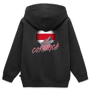 Costa Rica - Kinder Premium Organic Zip Hoodie - Schwarz - Hinten - AI Model Kid Male (0cm)