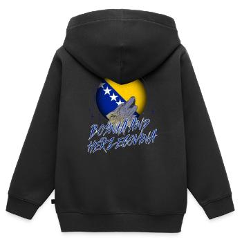 Bosnien und Herzegowina - Kinder Premium Organic Zip Hoodie - Schwarz - Hinten - AI Model Kid Male (0cm)