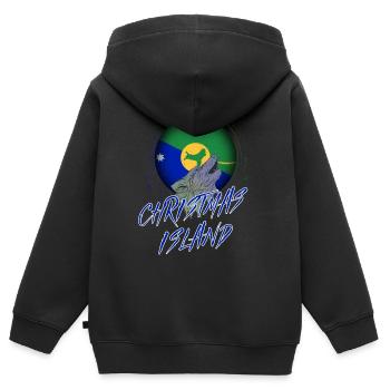 Île Christmas - Sweat Premium à capuche zippé enfant bio - noir - Dos - AI Model Kid Male (0cm)