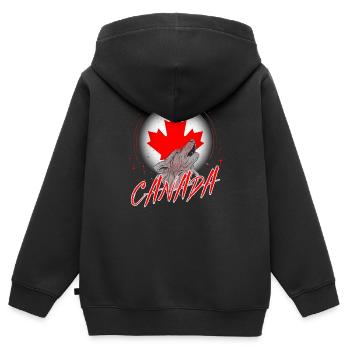 Kanada - Kinder Premium Organic Zip Hoodie - Schwarz - Hinten - AI Model Kid Male (0cm)
