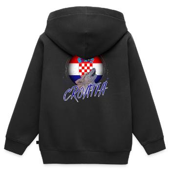 Kroatien - Kinder Premium Organic Zip Hoodie - Schwarz - Hinten - AI Model Kid Male (0cm)