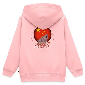 Chine - Sweat Premium à capuche zippé enfant bio - rose - Dos - AI Model Kid Female (0cm)