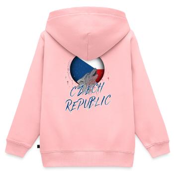 Tschechische Republik - Kinder Premium Organic Zip Hoodie - Rosa - Hinten - AI Model Kid Female (0cm)