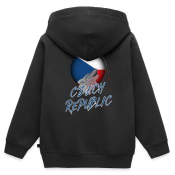 République tchèque - Sweat Premium à capuche zippé enfant bio - noir - Dos - AI Model Kid Male (0cm)