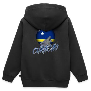 Curaçao - Kinder Premium Organic Zip Hoodie - Schwarz - Hinten - AI Model Kid Male (0cm)