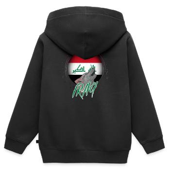 Irak - Sweat Premium à capuche zippé enfant bio - noir - Dos - AI Model Kid Male (0cm)