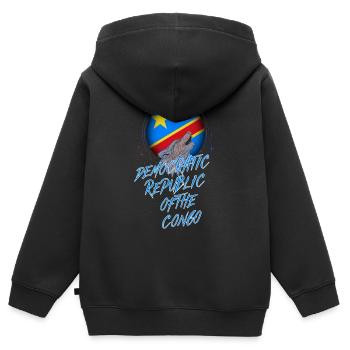 Demokratische Republik Kongo - Kinder Premium Organic Zip Hoodie - Schwarz - Hinten - AI Model Kid Male (0cm)