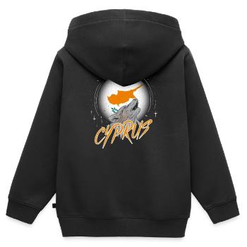 Chypre - Sweat Premium à capuche zippé enfant bio - noir - Dos - AI Model Kid Male (0cm)