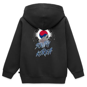 Corée du Sud - Sweat Premium à capuche zippé enfant bio - noir - Dos - AI Model Kid Male (0cm)