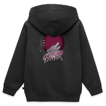 Qatar - Sweat Premium à capuche zippé enfant bio - noir - Dos - AI Model Kid Male (0cm)