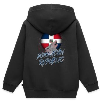Dominikanische Republik - Kinder Premium Organic Zip Hoodie - Schwarz - Hinten - AI Model Kid Male (0cm)