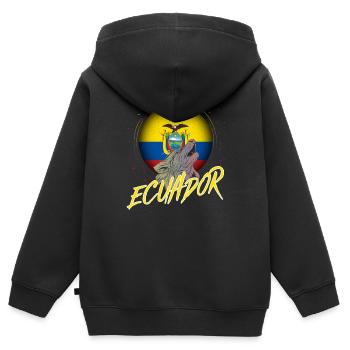 Ecuador - Kinder Premium Organic Zip Hoodie - Schwarz - Hinten - AI Model Kid Male (0cm)