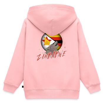 Zimbabwe - Sweat Premium à capuche zippé enfant bio - rose - Dos - AI Model Kid Female (0cm)