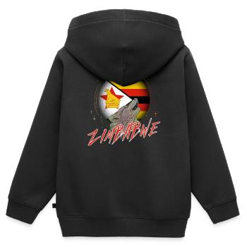 Zimbabwe - Sweat Premium à capuche zippé enfant bio - noir - Dos - AI Model Kid Male (0cm)