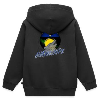 Guadeloupe - Kinder Premium Organic Zip Hoodie - Schwarz - Hinten - AI Model Kid Male (0cm)