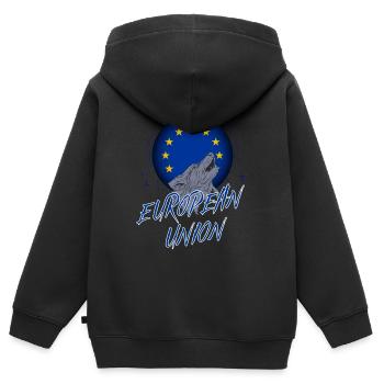 European Union - Kids Premium Organic Zip-up Hoodie - black - Back - AI Model Kid Male (0cm)