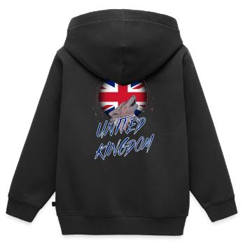United Kingdom - Kids Premium Organic Zip-up Hoodie - black - Back - AI Model Kid Male (0cm)