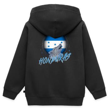 Honduras - Kinder Premium Organic Zip Hoodie - Schwarz - Hinten - AI Model Kid Male (0cm)