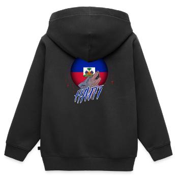 Haiti - Kinder Premium Organic Zip Hoodie - Schwarz - Hinten - AI Model Kid Male (0cm)