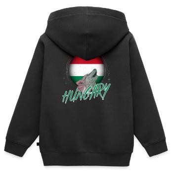 Ungarn - Kinder Premium Organic Zip Hoodie - Schwarz - Hinten - AI Model Kid Male (0cm)
