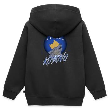 Kosovo - Kinder Premium Organic Zip Hoodie - Schwarz - Hinten - AI Model Kid Male (0cm)