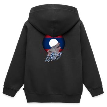 Laos - Sweat Premium à capuche zippé enfant bio - noir - Dos - AI Model Kid Male (0cm)