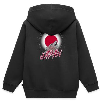 Japan - Kinder Premium Organic Zip Hoodie - Schwarz - Hinten - AI Model Kid Male (0cm)