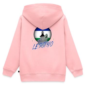 Lesotho - Kinder Premium Organic Zip Hoodie - Rosa - Hinten - AI Model Kid Female (0cm)