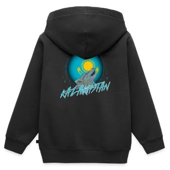 Kazakhstan - Kids Premium Organic Zip-up Hoodie - black - Back - AI Model Kid Male (0cm)