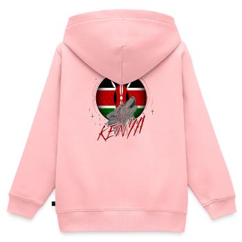 Kenia - Kinder Premium Organic Zip Hoodie - Rosa - Hinten - AI Model Kid Female (0cm)