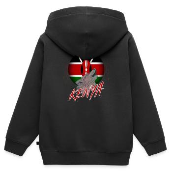 Kenya - Sweat Premium à capuche zippé enfant bio - noir - Dos - AI Model Kid Male (0cm)