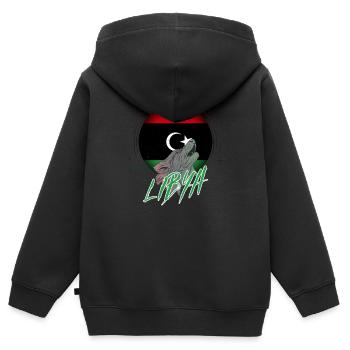 Libyen - Kinder Premium Organic Zip Hoodie - Schwarz - Hinten - AI Model Kid Male (0cm)