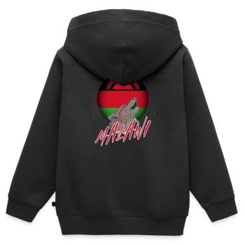 Malawi - Sweat Premium à capuche zippé enfant bio - noir - Dos - AI Model Kid Male (0cm)