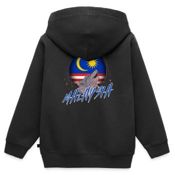 Malaysia - Kinder Premium Organic Zip Hoodie - Schwarz - Hinten - AI Model Kid Male (0cm)