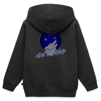 Neuseeland - Kinder Premium Organic Zip Hoodie - Schwarz - Hinten - AI Model Kid Male (0cm)