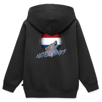 Niederlande - Kinder Premium Organic Zip Hoodie - Schwarz - Hinten - AI Model Kid Male (0cm)