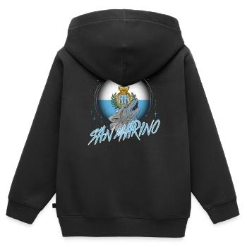 San Marino - Kinder Premium Organic Zip Hoodie - Schwarz - Hinten - AI Model Kid Male (0cm)