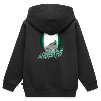 Nigeria - Kinder Premium Organic Zip Hoodie - Schwarz - Hinten - AI Model Kid Male (0cm)