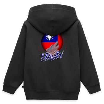 Taïwan - Sweat Premium à capuche zippé enfant bio - noir - Dos - AI Model Kid Male (0cm)