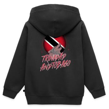 Trinité et Tobago - Sweat Premium à capuche zippé enfant bio - noir - Dos - AI Model Kid Male (0cm)