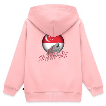 Singapur - Kinder Premium Organic Zip Hoodie - Rosa - Hinten - AI Model Kid Female (0cm)
